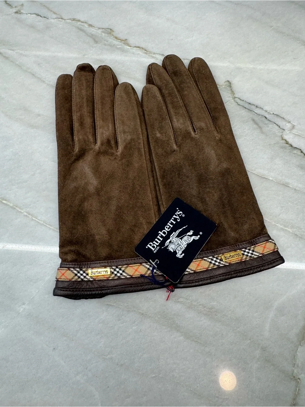 NWT Vintage Burberrys Brown Leather Gloves - Picture 2 of 5